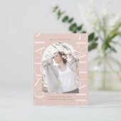 roze graduPartij Fotouitnodiging Aankondigingskaart (Staand voorkant)