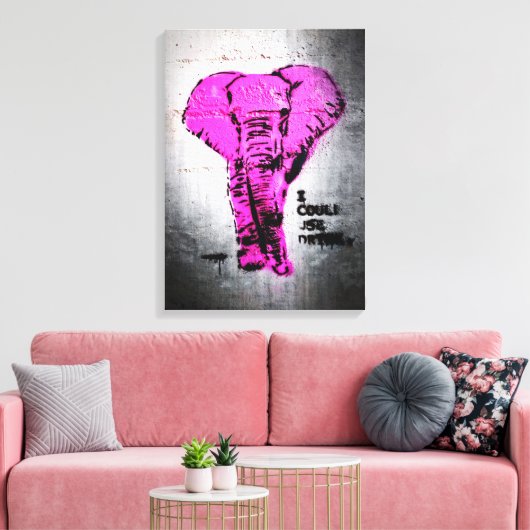 Roze graffiti Elephant Canvas Afdruk (Insitu (Woonkamer))