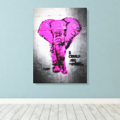 Roze graffiti Elephant Canvas Afdruk (Insitu (Houten vloer))