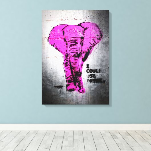 Roze graffiti Elephant Canvas Afdruk (Insitu (Houten vloer))