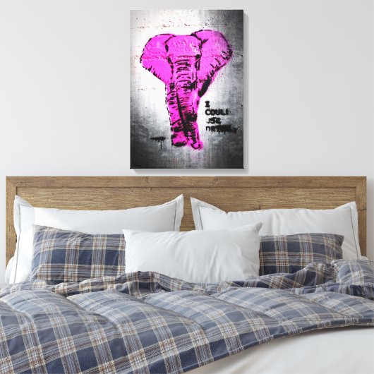 Roze graffiti Elephant Canvas Afdruk (Insitu (Slaapkamer))