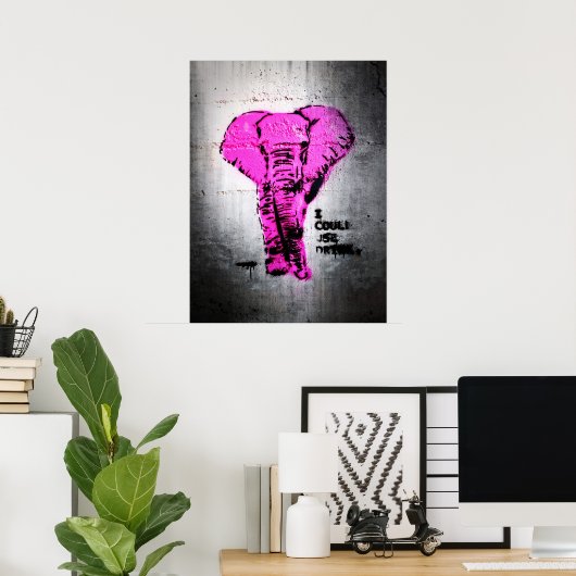 Roze graffiti Elephant Poster (Thuiskantoor)