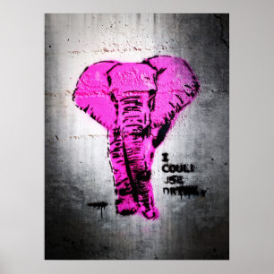 Roze graffiti Elephant Poster