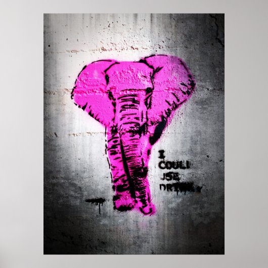 Roze graffiti Elephant Poster (Voorkant)