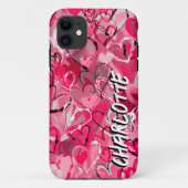 Roze graffiti-geïnspireerde handgetekende harten Case-Mate iPhone case (Achterkant)