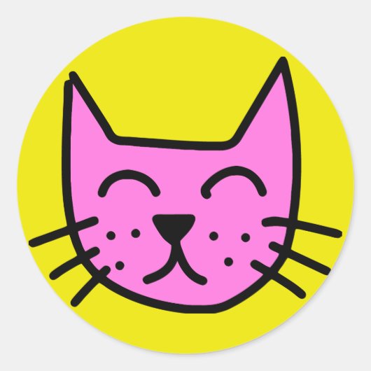 Roze graffiti kattengezicht ronde sticker (Voorkant)