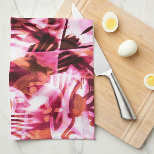 Roze graffiti-patroon theedoek (Quarter Fold)