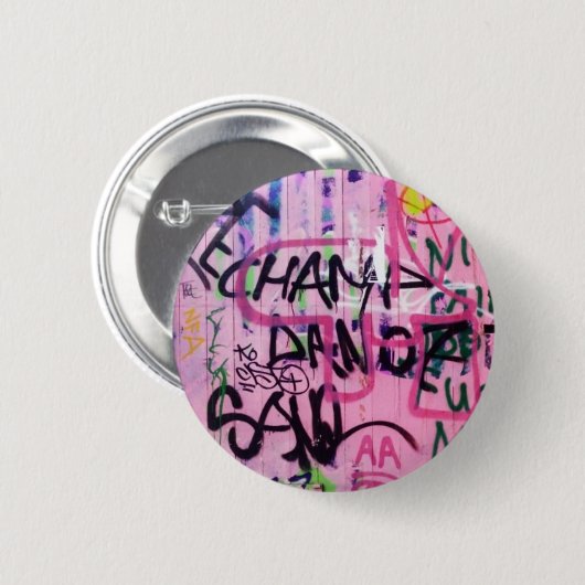 Roze graffiti ronde button 5,7 cm (Voorkant /achterkant)