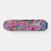 Roze graffiti skateboard. persoonlijk skateboard (Horizontaal)