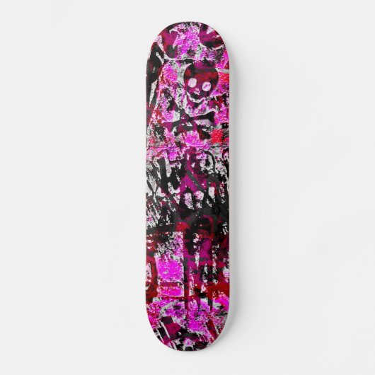 Roze Graffiti Skull Skateboard Deck (Voorkant)