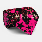 Roze graffiti sterren stropdas (Opgerold)