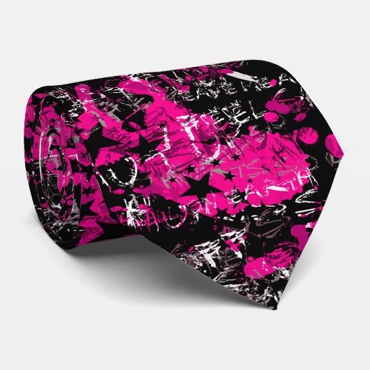 Roze graffiti stropdas (Opgerold)