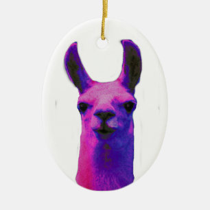 Roze grafische Llama Keramisch Ornament