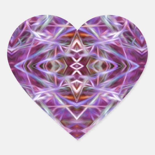 Roze grafische Mandala Hart Sticker (Voorkant)