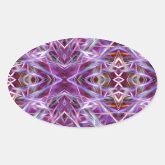 Roze grafische Mandala Ovale Sticker (Voorkant)