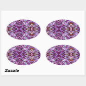 Roze grafische Mandala Ovale Sticker (Vel)