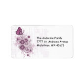 Roze grage Butterfly Return Address Label (Voorkant)