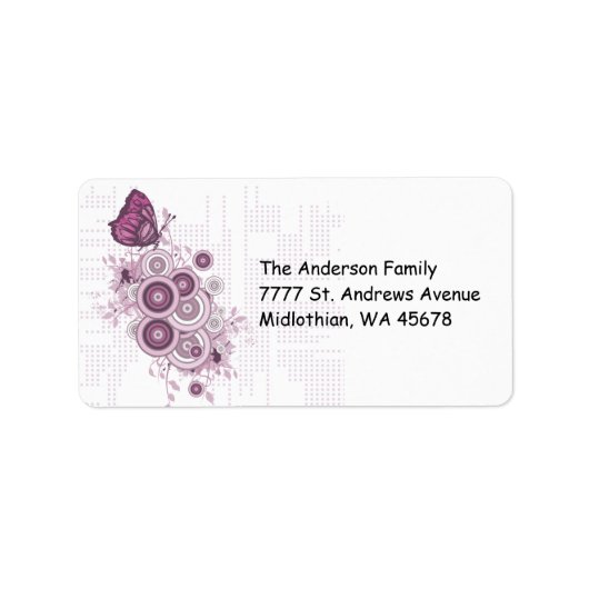 Roze grage Butterfly Return Address Label (Voorkant)