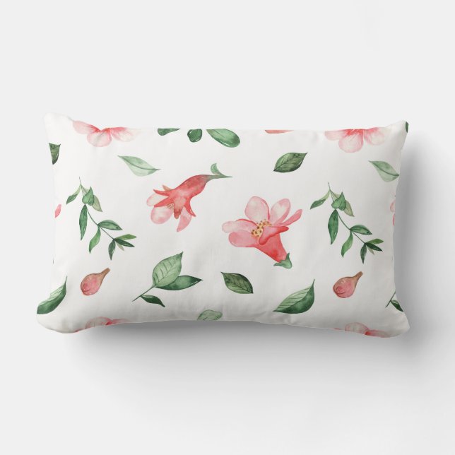 Roze granaatappel Bloesems Lumbar Kussen (Voorkant)