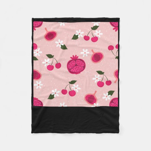 Roze Granaatappel Fruit Cherry Bloemen Daisy Stick Fleece Deken (Voorkant)