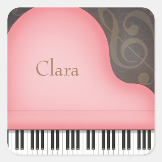 Roze Grand Piano Custom Name Stickers (Voorkant)