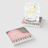 Roze Grand Piano Fairytale Style Music Stenen Onderzetter (Zijkant)