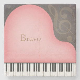 Roze Grand Piano Fairytale Style Music Stenen Onderzetter