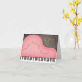 Roze Grand Piano Whimsical Custom Birthday Kaart (Gele Bloem)
