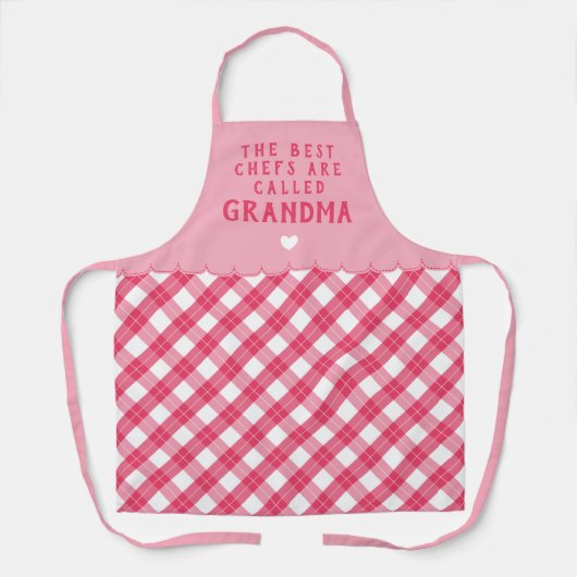 Roze Grandma Best Chef Heart & Pset Schort (Voorkant)