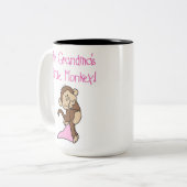 Roze Grandmas Kleine aap Tweekleurige Koffiemok (Voorkant links)