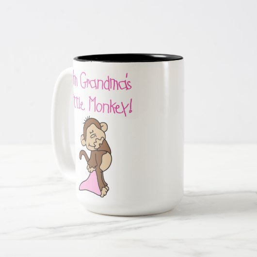 Roze Grandmas Kleine aap Tweekleurige Koffiemok (Voorkant links)