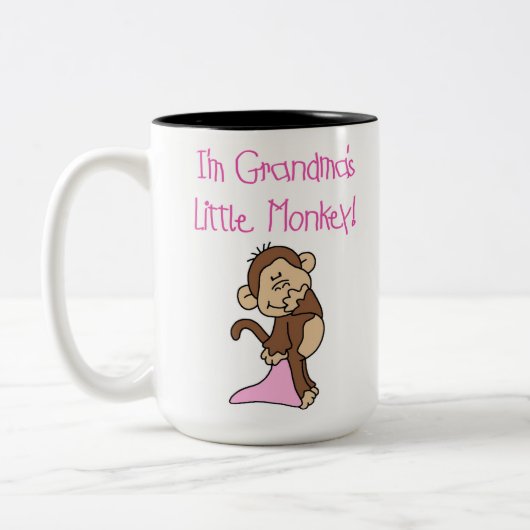 Roze Grandmas Kleine aap Tweekleurige Koffiemok (Links)