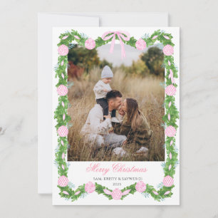 Roze Grandmillennial Foto Kerstkaart Kaart