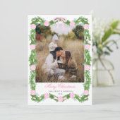 Roze Grandmillennial Foto Kerstkaart Kaart (Staand voorkant)