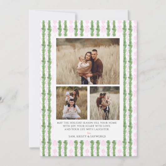 Roze Grandmillennial Foto Kerstkaart Kaart (Achterkant)