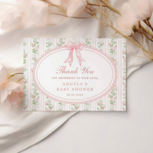 Roze Grandmillennial Vintage Baby Shower Bedankt Informatiekaartje