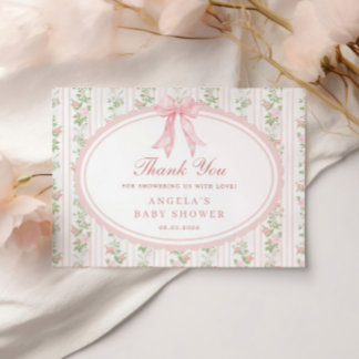 Roze Grandmillennial Vintage Baby Shower Bedankt Notitiekaartje
