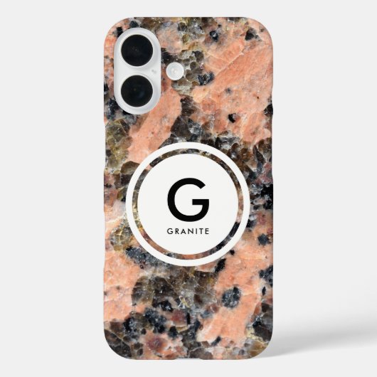 Roze Graniet Monogram- Rock textuur Case-Mate iPhone Case (Achterkant)