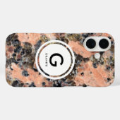 Roze Graniet Monogram- Rock textuur Case-Mate iPhone Case (Achterkant (horizontaal))