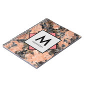 Roze Graniet Rock met Jouw naam en Monogram op Notitieboek (Linkerzijde)