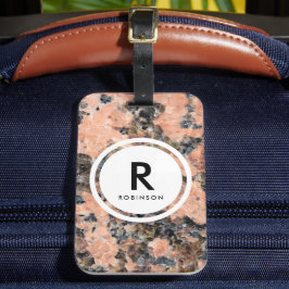 Roze Graniet Rock Monogram Bagagelabel