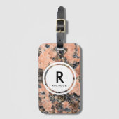Roze Graniet Rock Monogram Bagagelabel (Voorkant (verticaal))