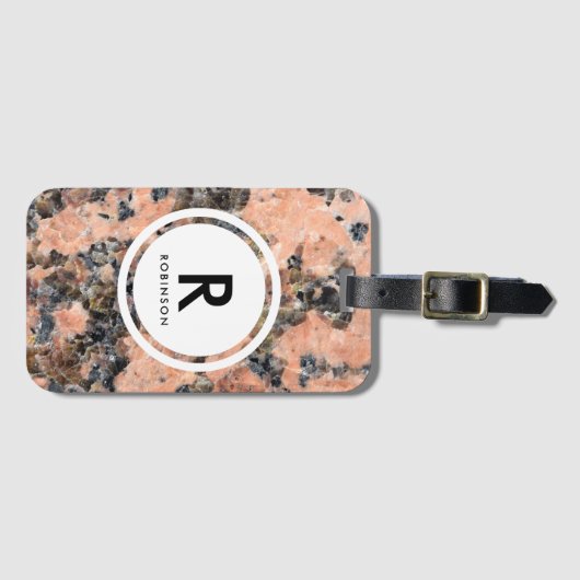 Roze Graniet Rock Monogram Bagagelabel (Voorkant (horizontaal))