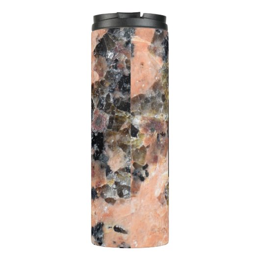 Roze Graniet Rock Textuur met Naam en Monogram Thermosbeker (Achterkant)