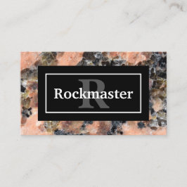 Roze Graniet Rock Textuur met Naam en Monogram Visitekaartje