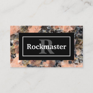 Roze graniet Rock Textuur met naam en monogram Visitekaartje
