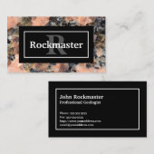 Roze Graniet Rock Textuur met Naam en Monogram Visitekaartje (Voorkant / Achterkant)