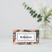 Roze Graniet Rock Textuur met Naam en Monogram Visitekaartje (Staand voorkant)