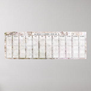Roze granieten eeuwigdurende verjaardagskalender poster