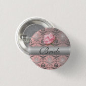 Roze grap Damask Bride Button (Voorkant /achterkant)